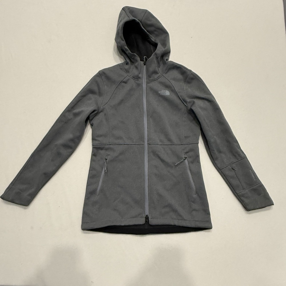 The North Face Apex Risor Hooded Soft Shell Jacket Grey Woman Size S Full Zip
